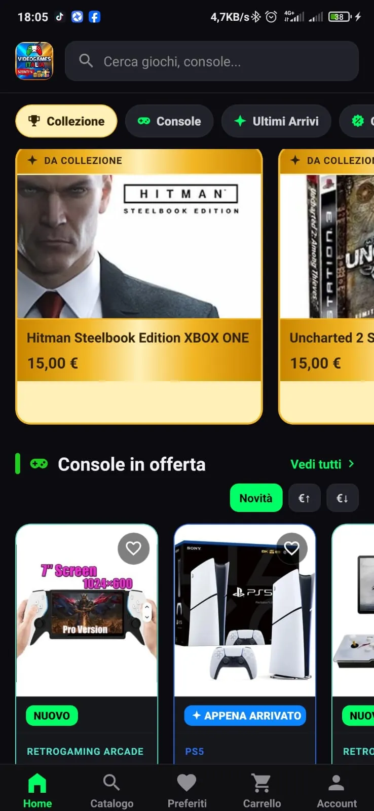 App VideoGamesItalia con console in offerta