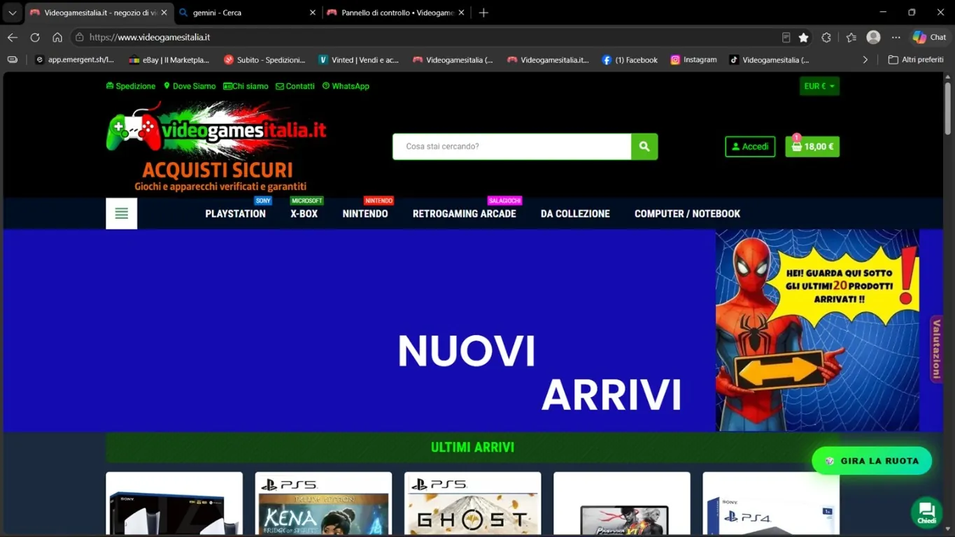 Pagina desktop VideoGamesItalia con nuovi arrivi