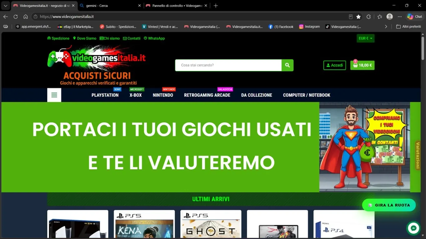 Pagina desktop VideoGamesItalia per la valutazione dell'usato